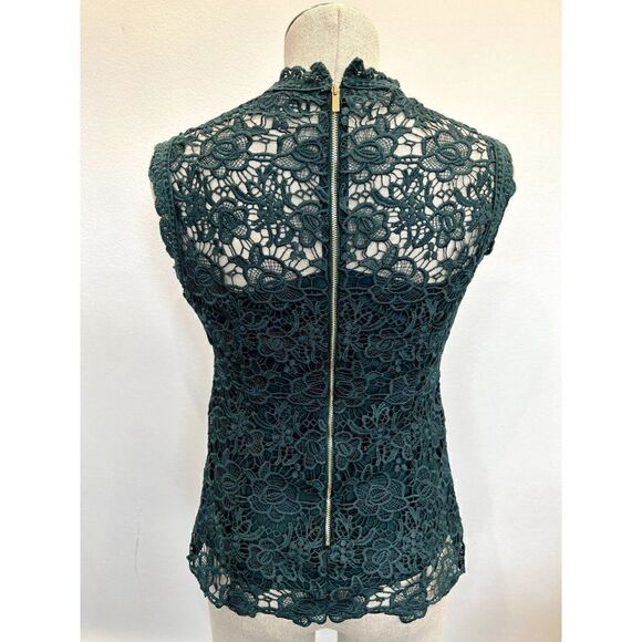 Nanette Lepore Sleeveless Embroidered Lace Top in Dark Green Size S - Picture 3 of 4